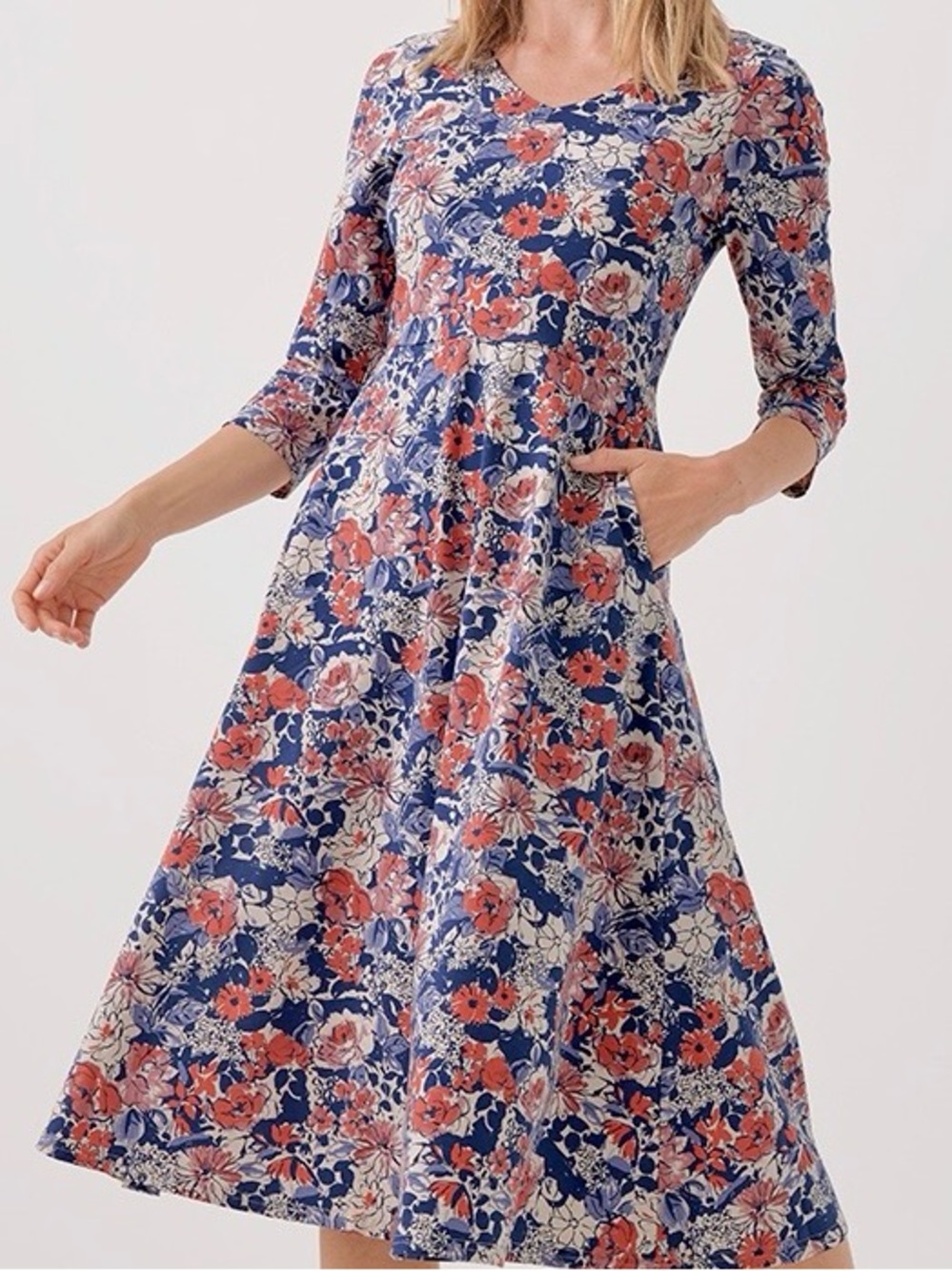 NWT Pact Fit and Flare Midi Dress in Autumn Cosmos